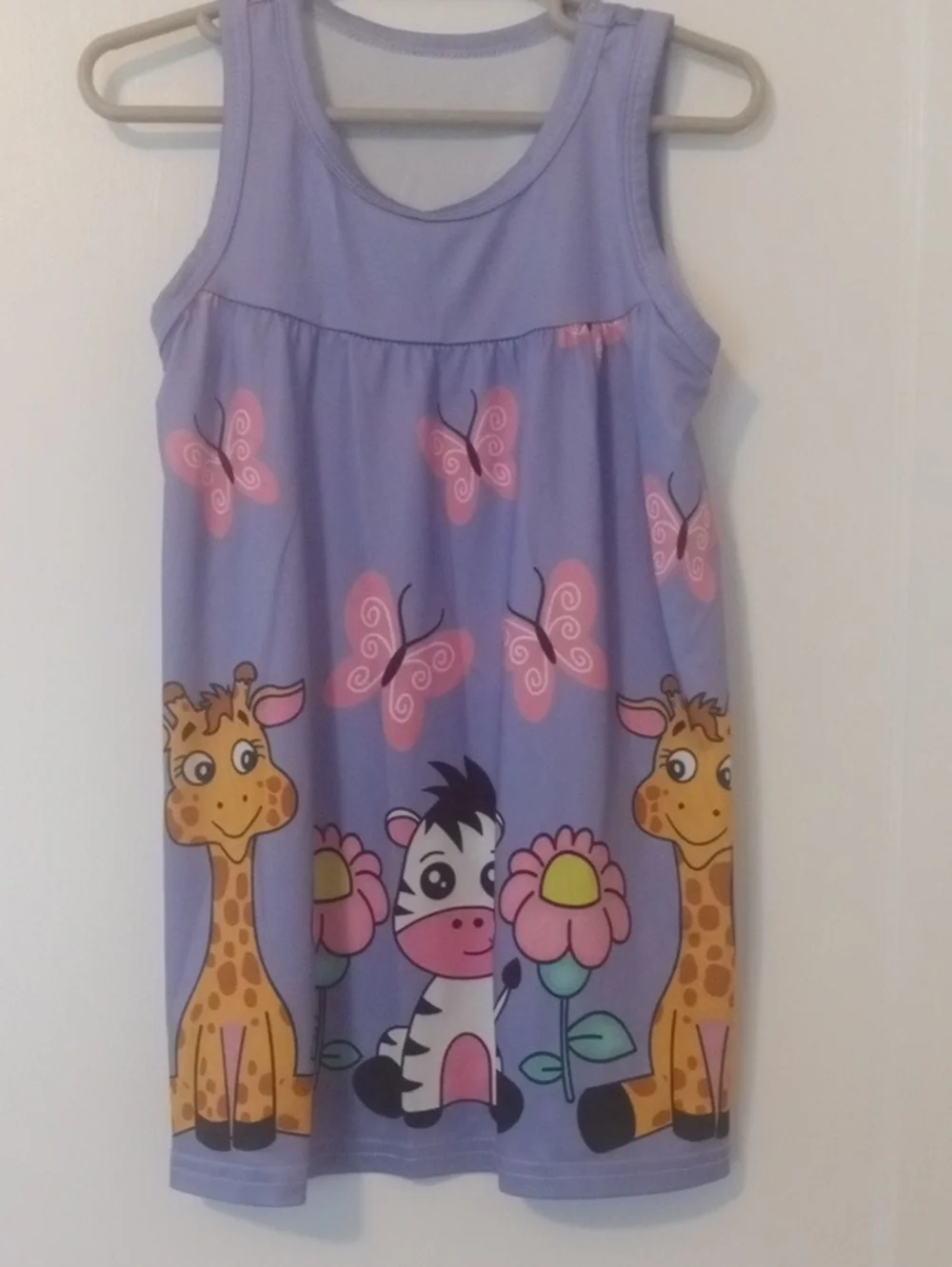 girl 2t purple sundress with animal print, colorful